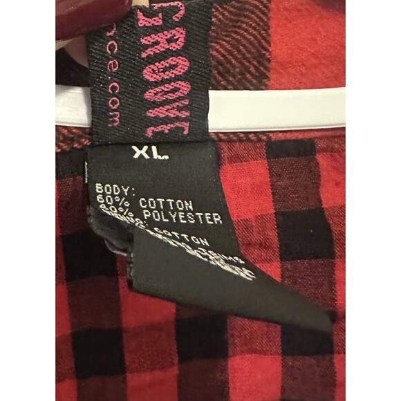 Urban Groove Women’s XL Buffalo Plaid Flannel Shirt Red Black Snap Front Pockets - Picture 3 of 9